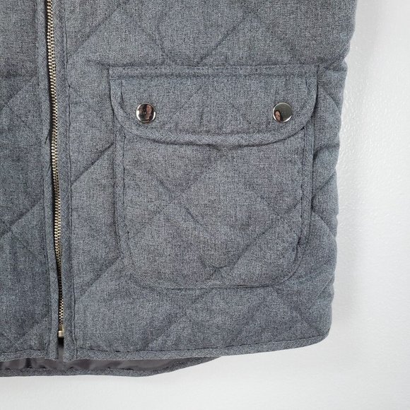 Thread & Supply Womens Vest Small Gray Quilted Full Zip Pockets Gold Outdoors - Picture 3 of 10